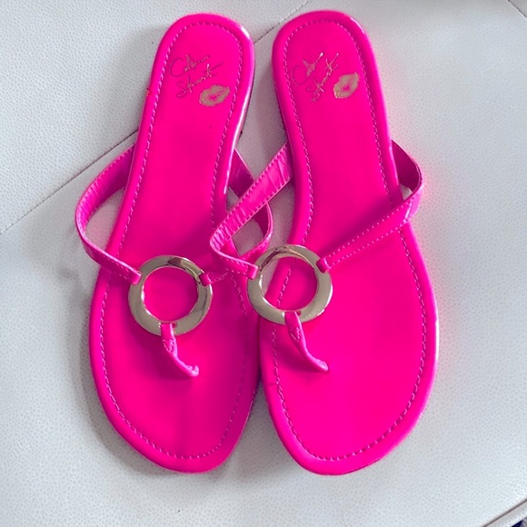 Victoria’s Secret Colin Stewart flip-flops -9B Fuchsia/Hot Pink Slip On Casual - Picture 1 of 6